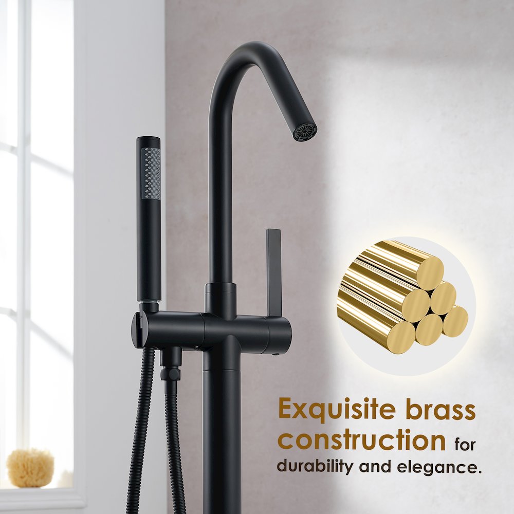 Single Lever Handle Freestanding Floor Mounted Tub Filler. Picture 8