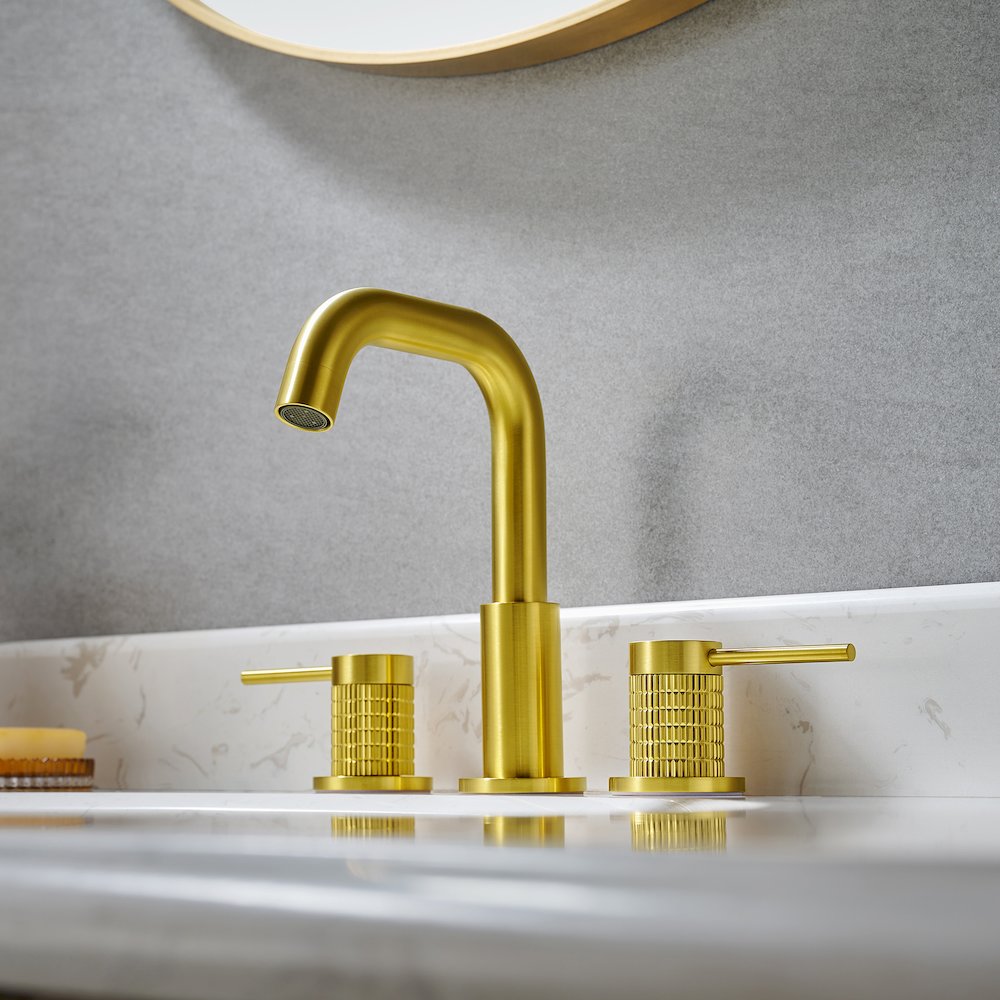 8. in Widespread 2-Handle Bathroom Faucet in Brushed Gold. Picture 2
