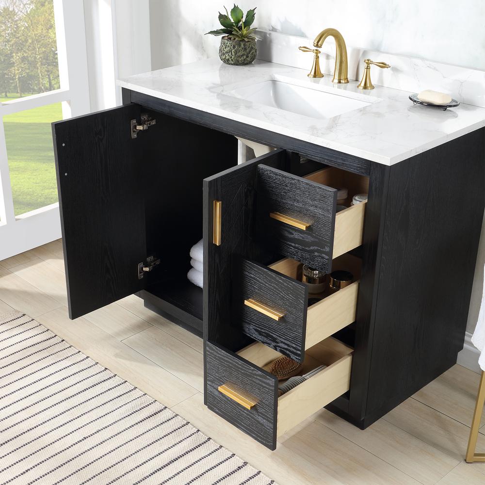 42" Single Bathroom Vanity Set in Black Oak with Mirror. Picture 11