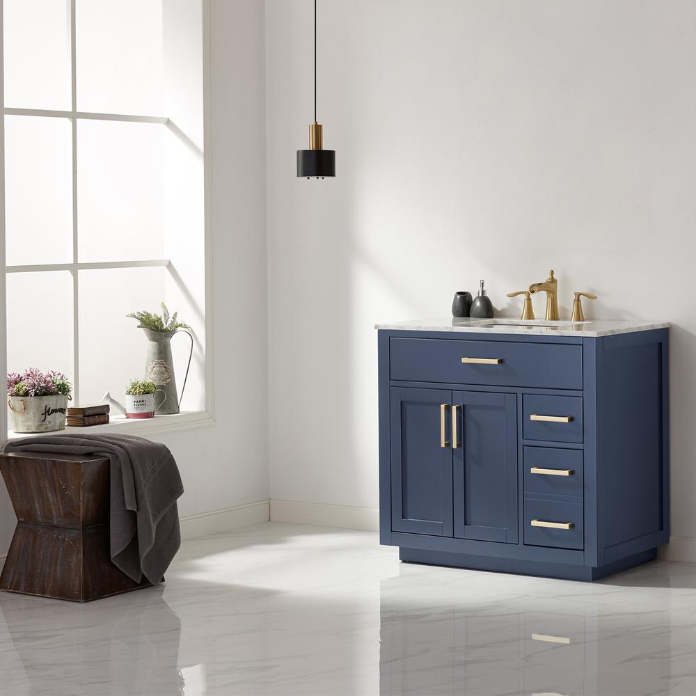 36" Single Bathroom Vanity Set in Royal Blue without Mirror. Picture 3