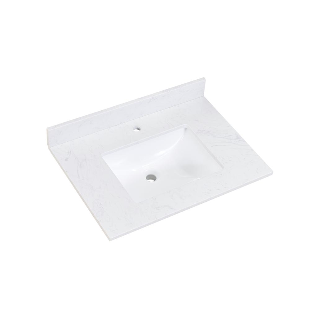 31 in. Composite Stone Vanity Top in Aosta White with White Sink. Picture 5