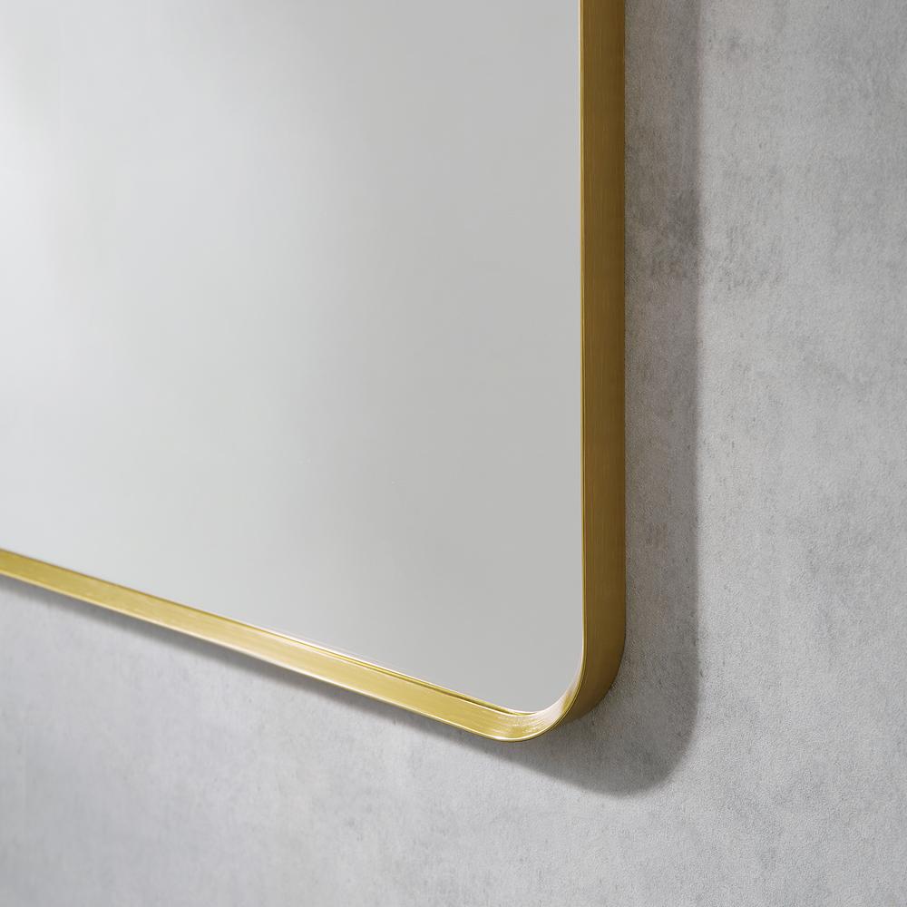 Nettuno 24" Rectangle Bathroom/Vanity Brushed Gold Aluminum Framed Wall Mirror. Picture 4