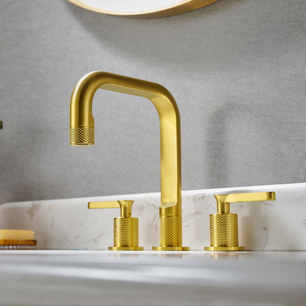 8. in Widespread 2-Handle Bathroom Faucet in Brushed Gold. Picture 2