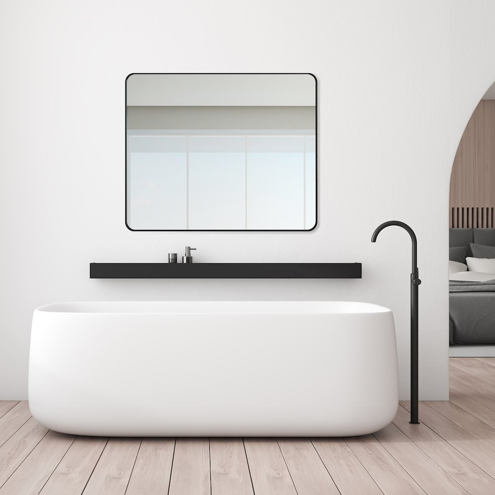 Nettuno 36" Rectangle Bathroom/Vanity Matt Black Aluminum Framed Wall Mirror. Picture 10