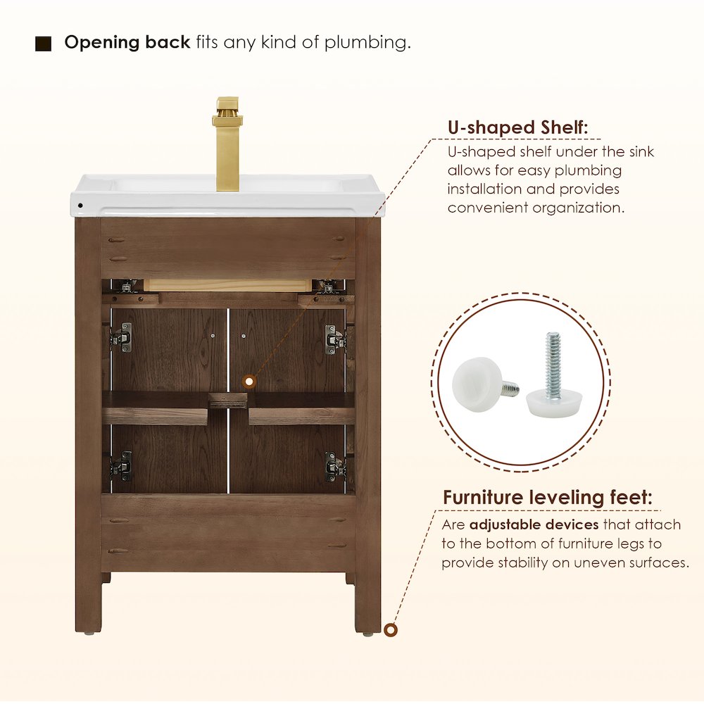 Cerrito 24" Single Bathroom Vanity in Brown Brushed Oak. Picture 14