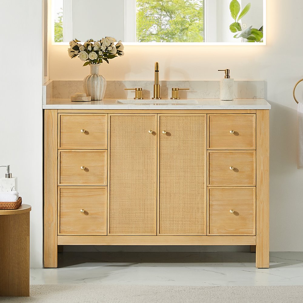 Cedar 48" Single Bathroom Vanity in Natural Wood. Picture 2