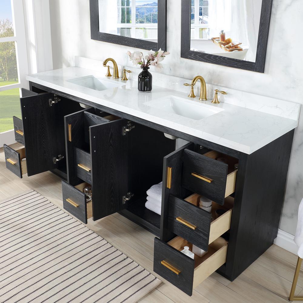 84" Double Bathroom Vanity Set in Black Oak without Mirror. Picture 11