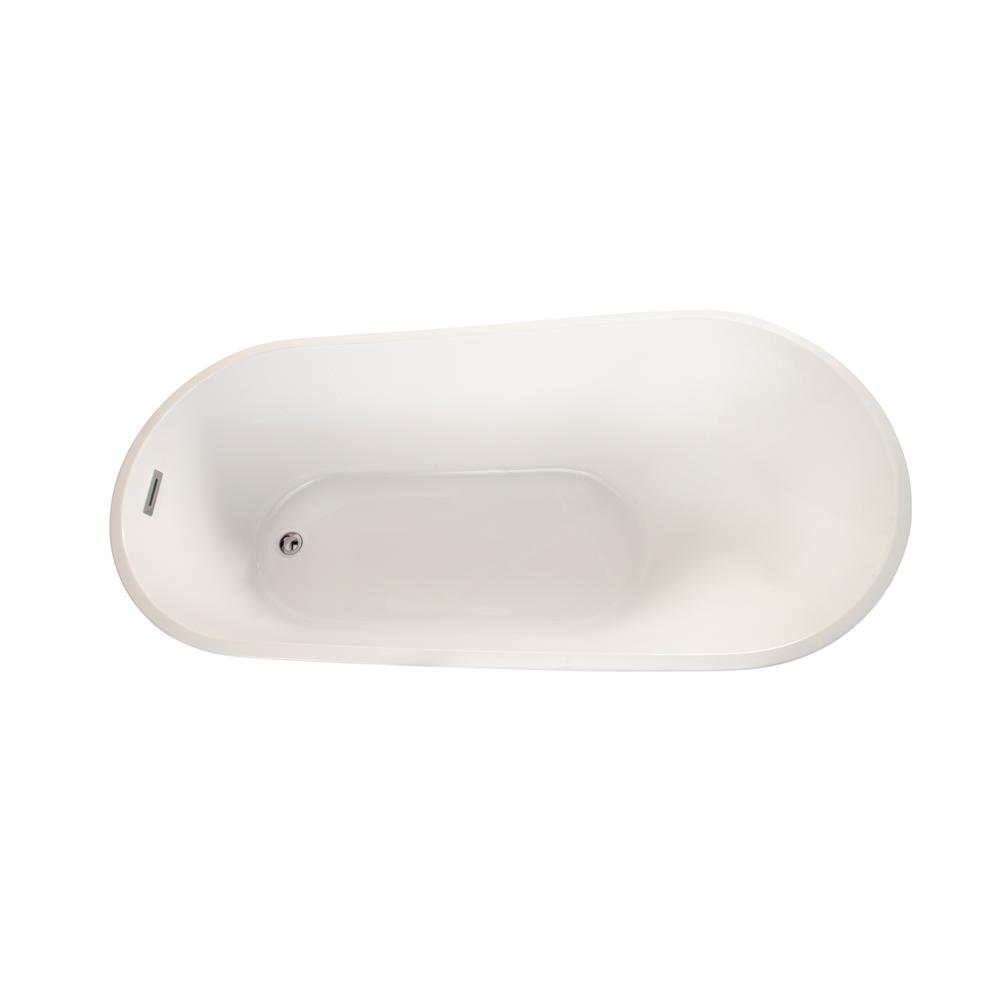 Shaia 67" x 32" Freestanding Soaking Acrylic Bathtub. Picture 4