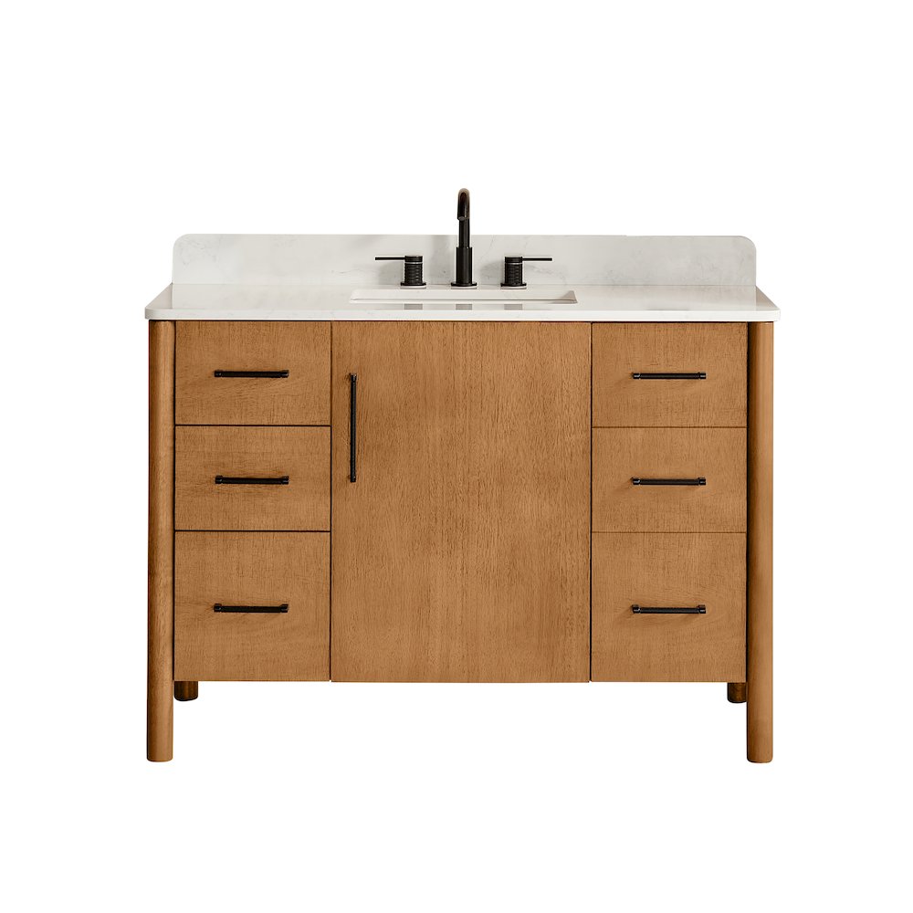 48" Single Bathroom Vanity in Mango Brown with Grain White. Picture 1
