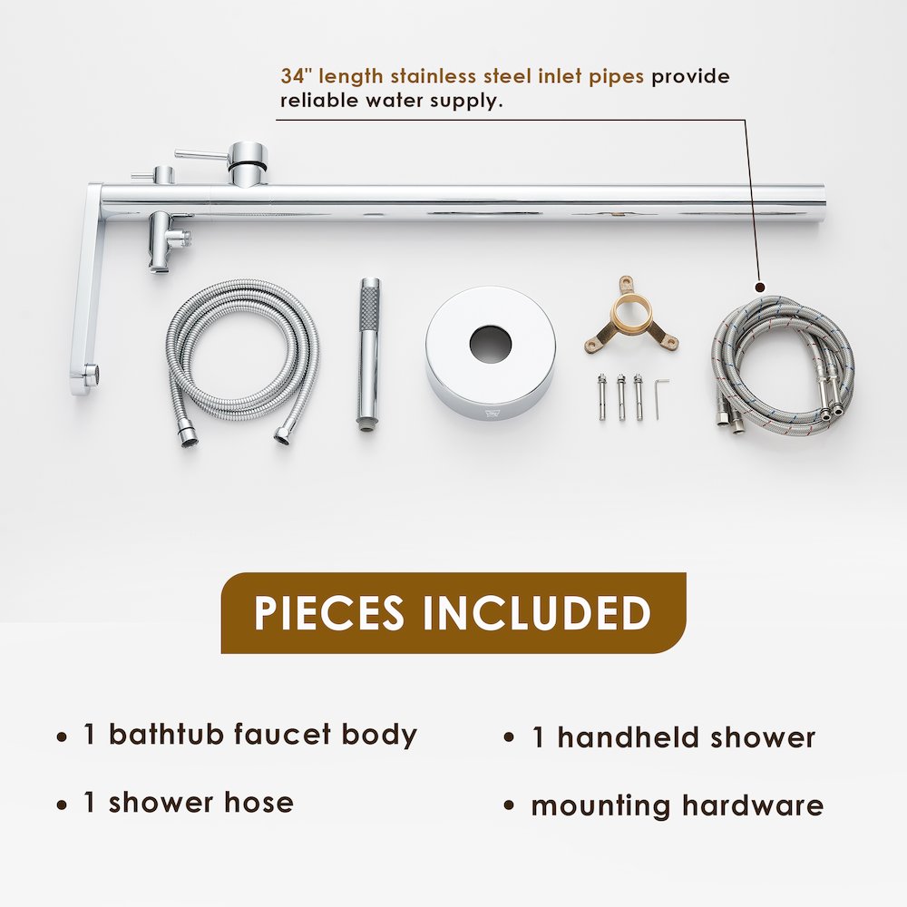 Double Lever Handles Freestanding Floor Mounted Tub Filler. Picture 14