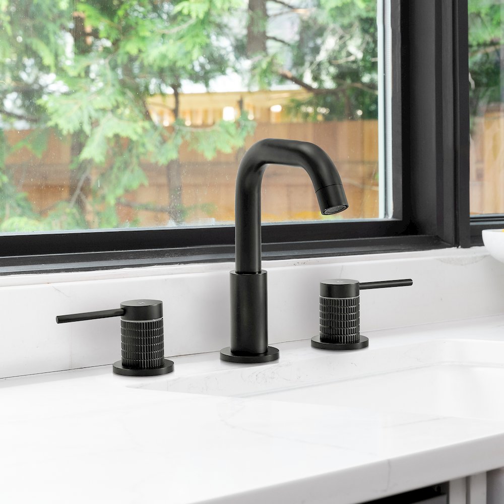 8. in Widespread 2-Handle Bathroom Faucet in Matte Black. Picture 6