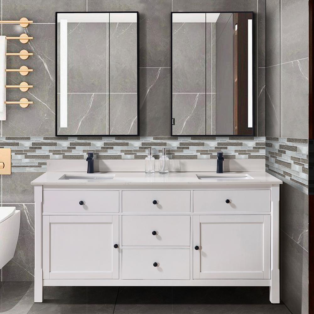 Glena 11.8" x 11.8" Rectangular Laminated Glass Mosaic Mix Aluminum Wall Tile. Picture 11
