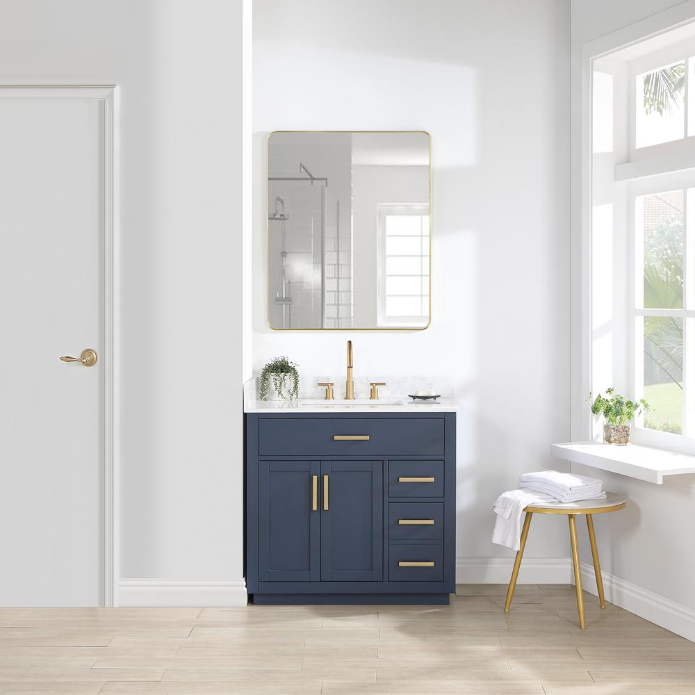 36" Single Bathroom Vanity in Royal Blue with Mirror. Picture 5