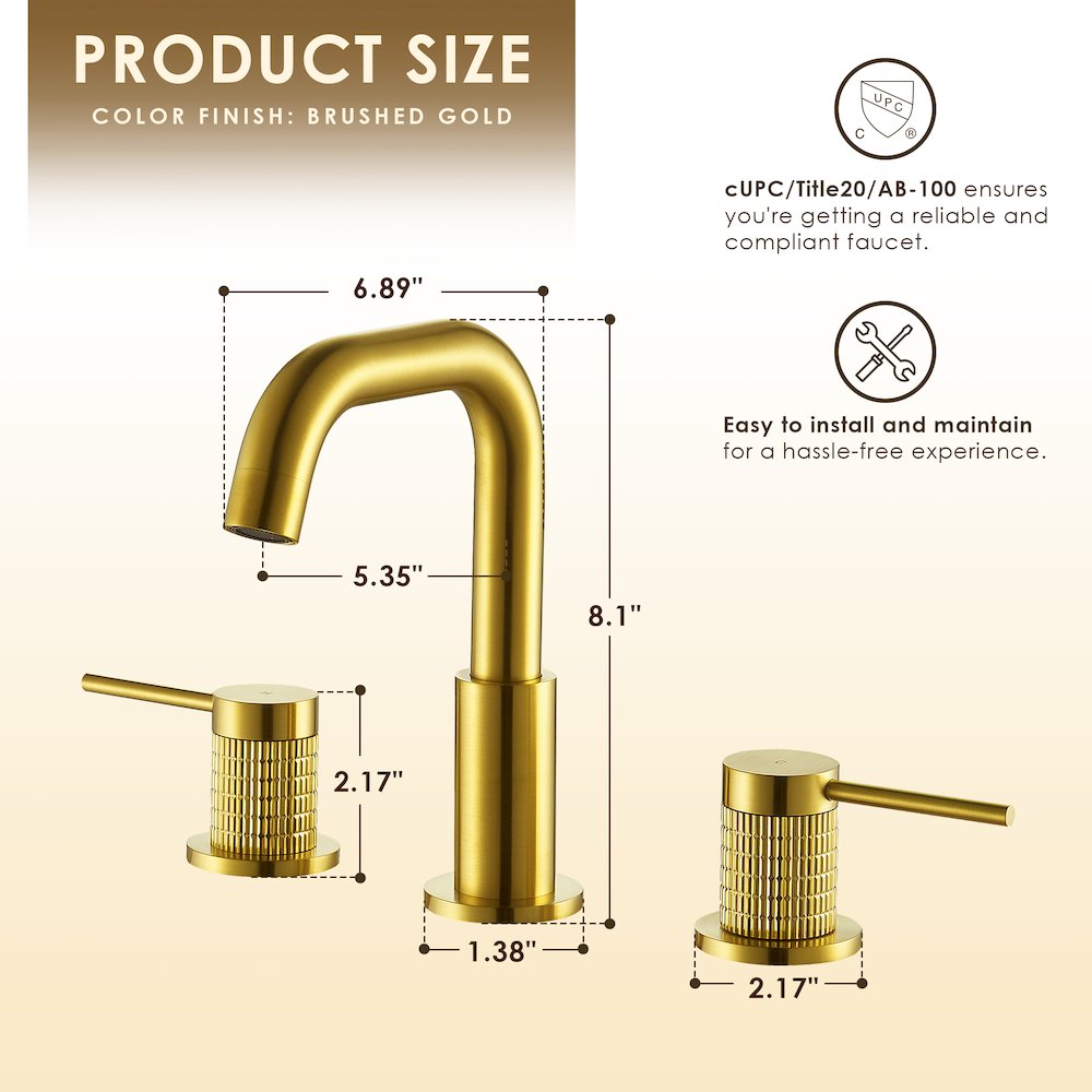 8. in Widespread 2-Handle Bathroom Faucet in Brushed Gold. Picture 13