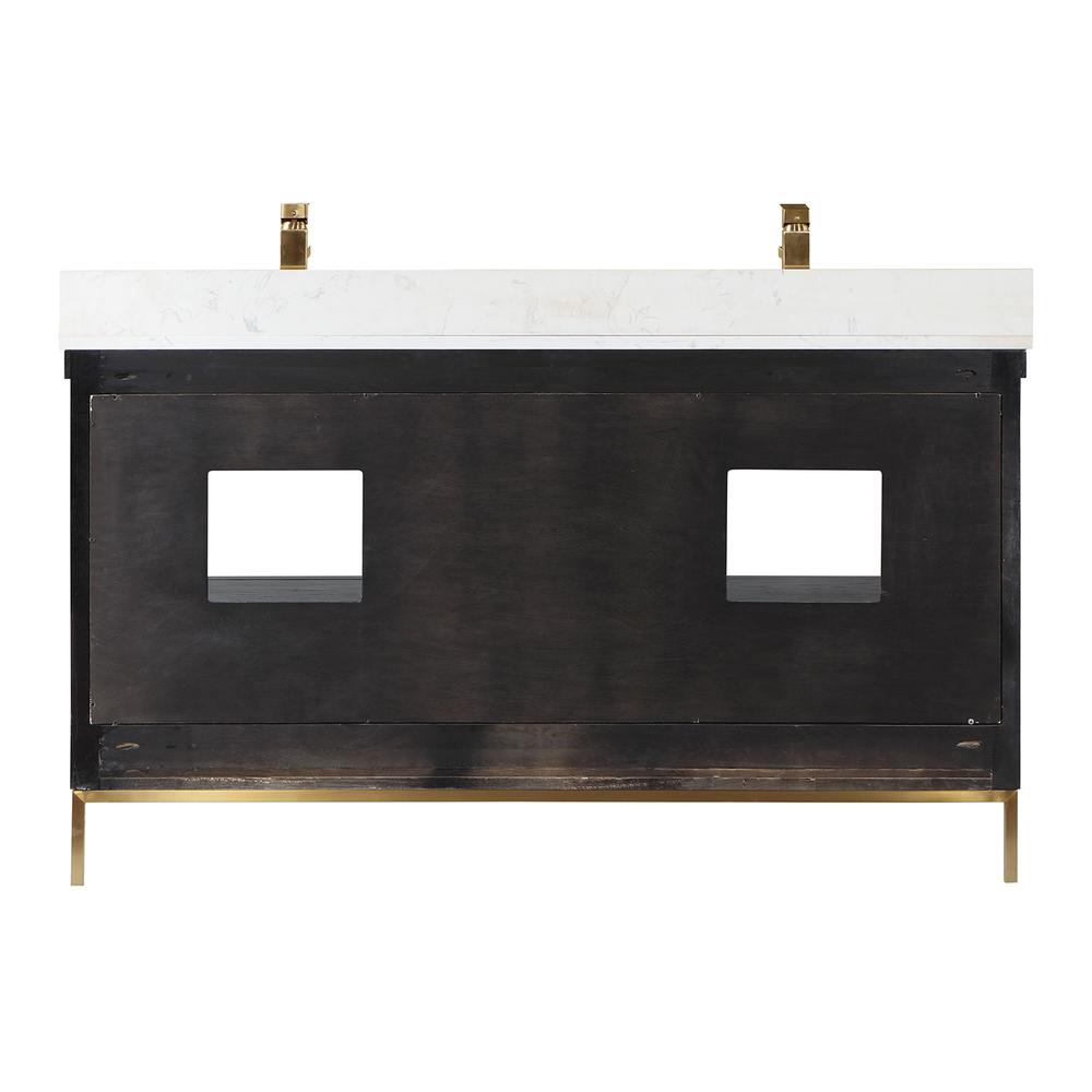 60" Double Bathroom Vanity Set in Black Oak without Mirror. Picture 2
