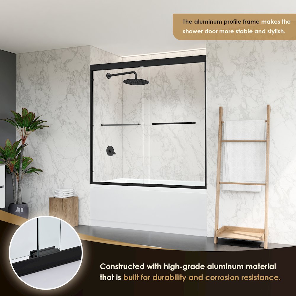 Framed Tub Door in Matte Black with Clear Glass. Picture 8
