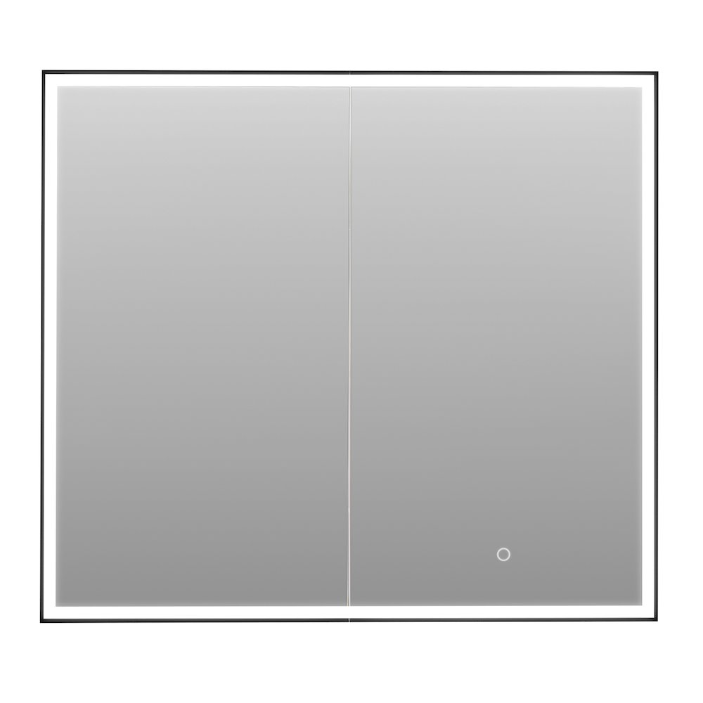 36"x32" Rectangular Bathroom Black Aluminum Mirror Medicine Cabinet. Picture 1