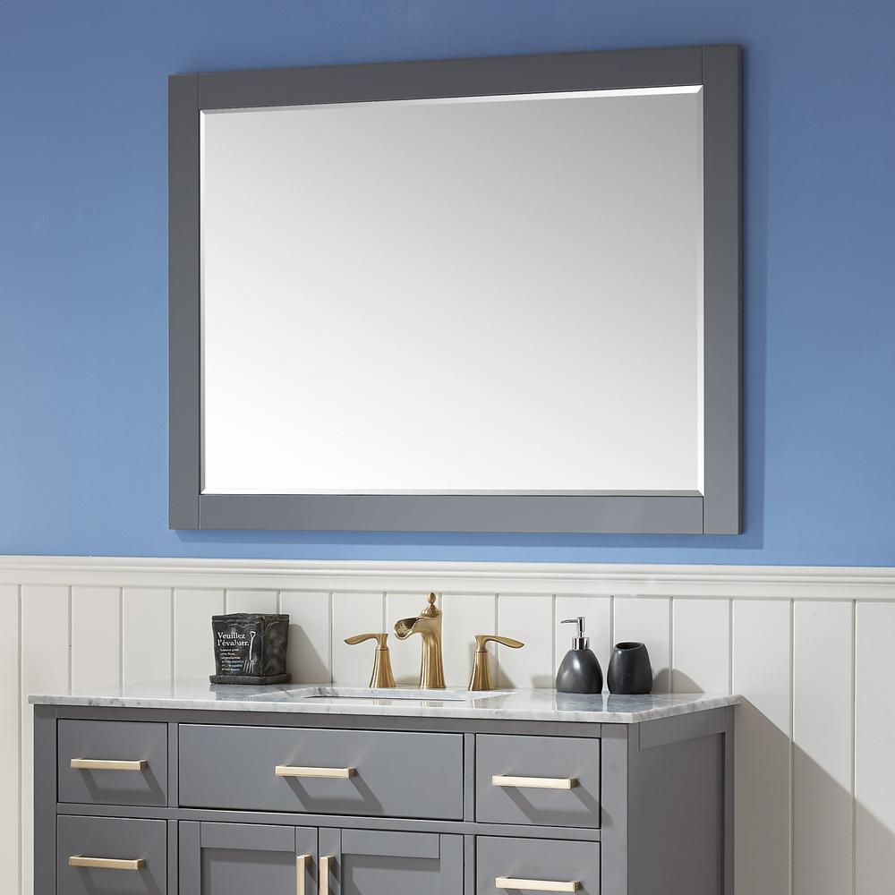 48" Rectangular Bathroom Wood Framed Wall Mirror in Gray. Picture 4