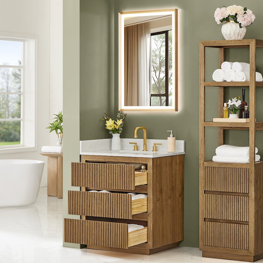 Navan 30" Single Bathroom Vanity in Weathered Brown. Picture 4