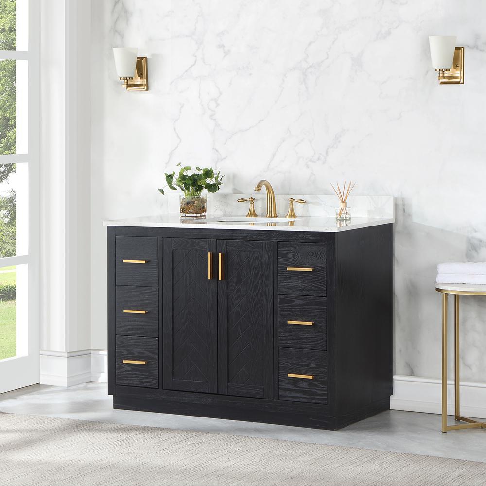 48" Single Bathroom Vanity Set in Black Oak without Mirror. Picture 4