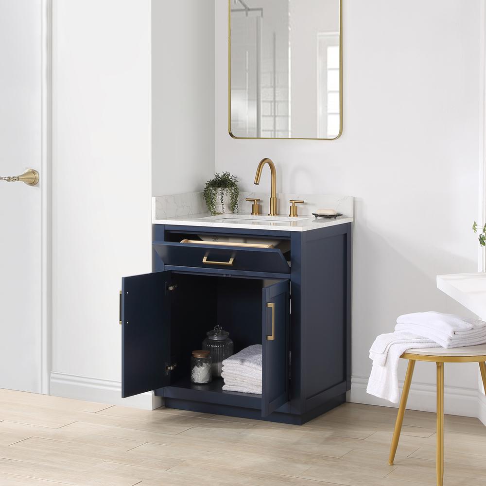 30" Single Bathroom Vanity in Royal Blue without Mirror. Picture 8