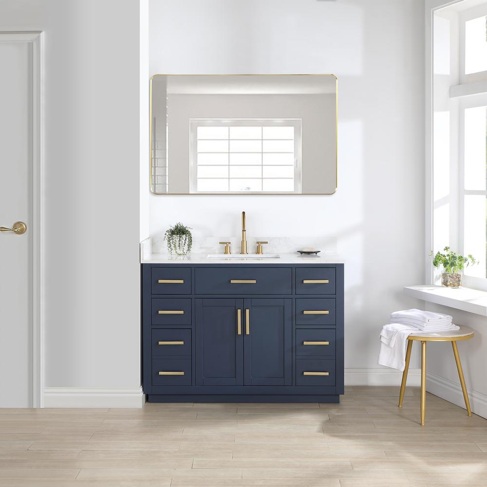 48" Single Bathroom Vanity in Royal Blue with Mirror. Picture 7