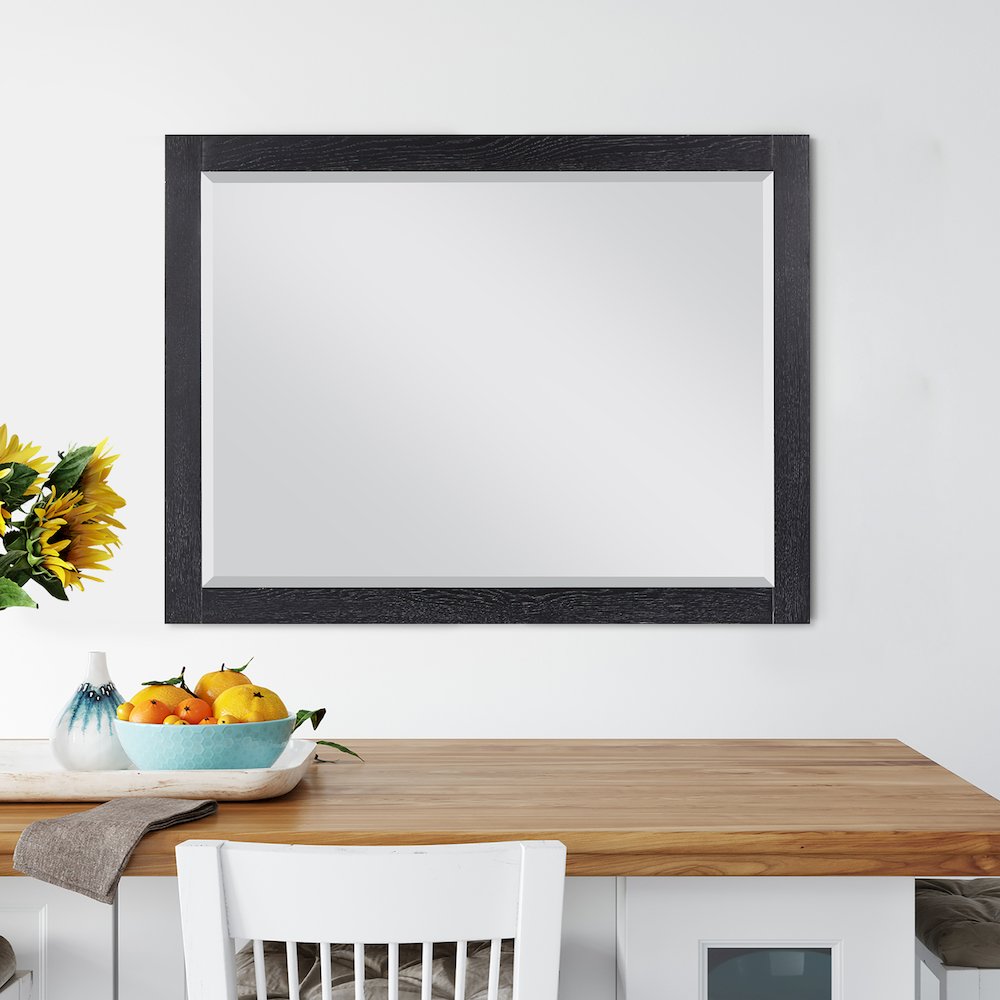 48" Rectangular Bathroom Wood Framed Wall Mirror in Black Oak. Picture 9