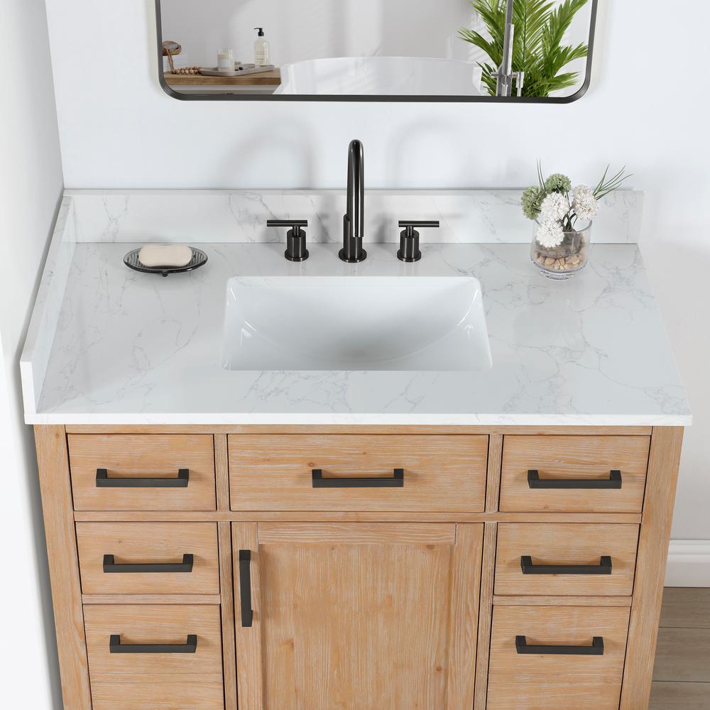 42" Single Bathroom Vanity in Light Brown without Mirror. Picture 9