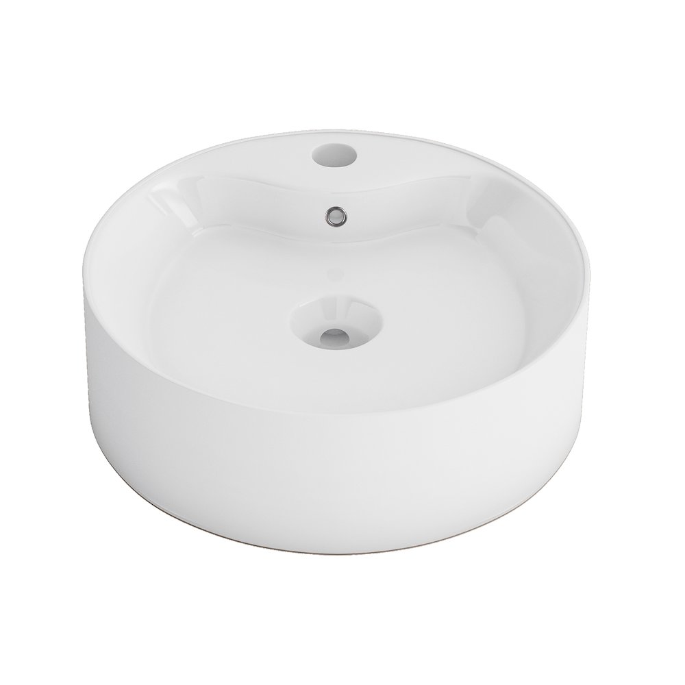 Timitra 18 in. Round White
 Finish Ceramic Vessel Bathroom Vanity Sink. Picture 3
