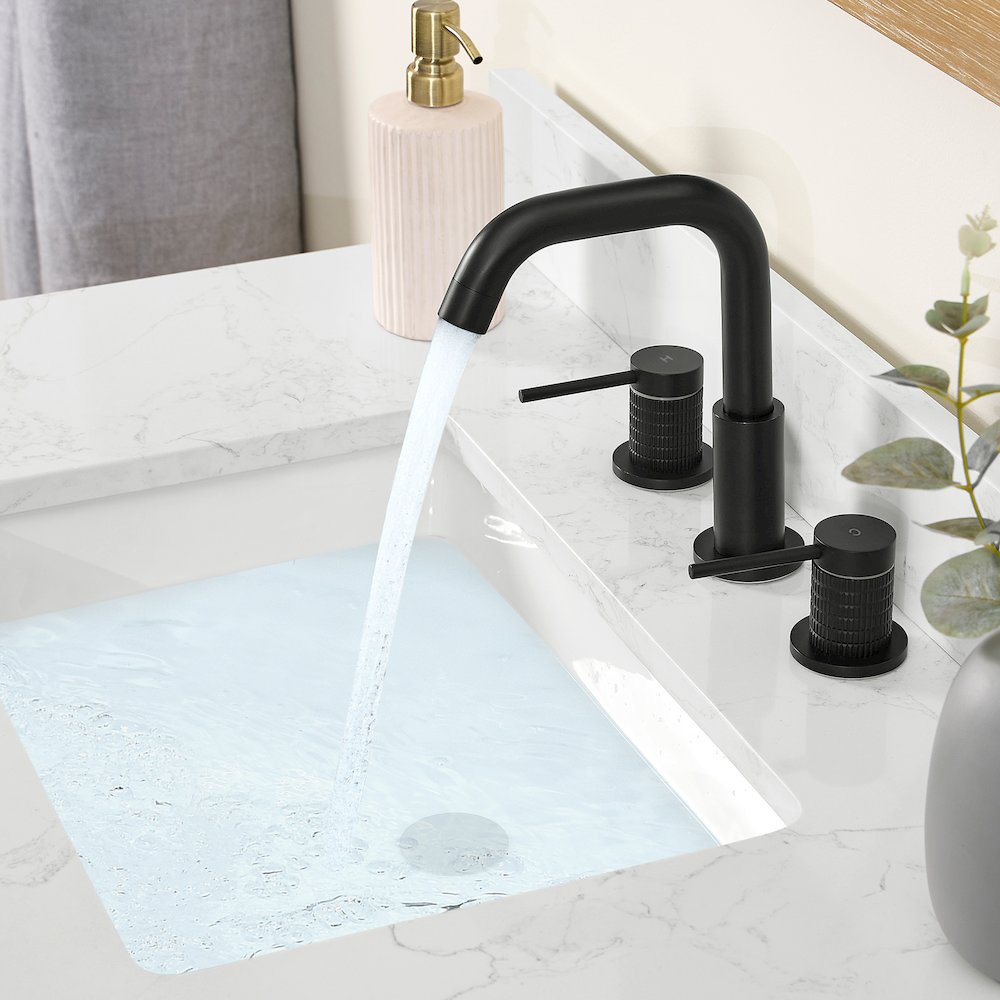 8. in Widespread 2-Handle Bathroom Faucet in Matte Black. Picture 4