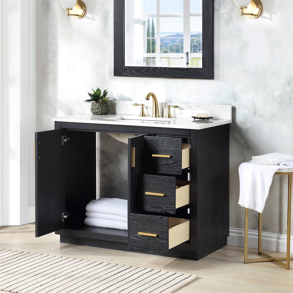 42" Single Bathroom Vanity Set in Black Oak without Mirror. Picture 6