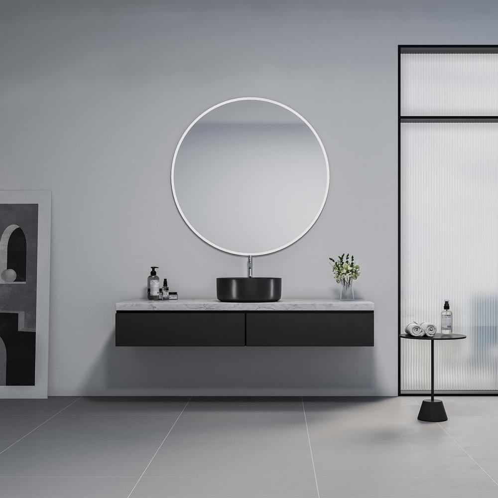 14 in. Round Black Finish Ceramic Vessel Bathroom Vanity Sink. Picture 11