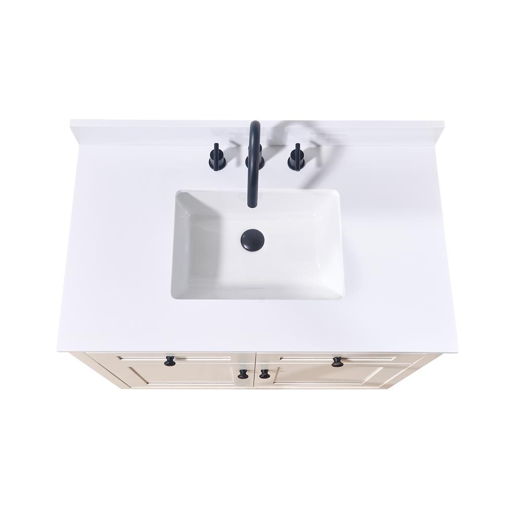 37. in Composite Stone Vanity Top in Snow White with White Sink. Picture 5