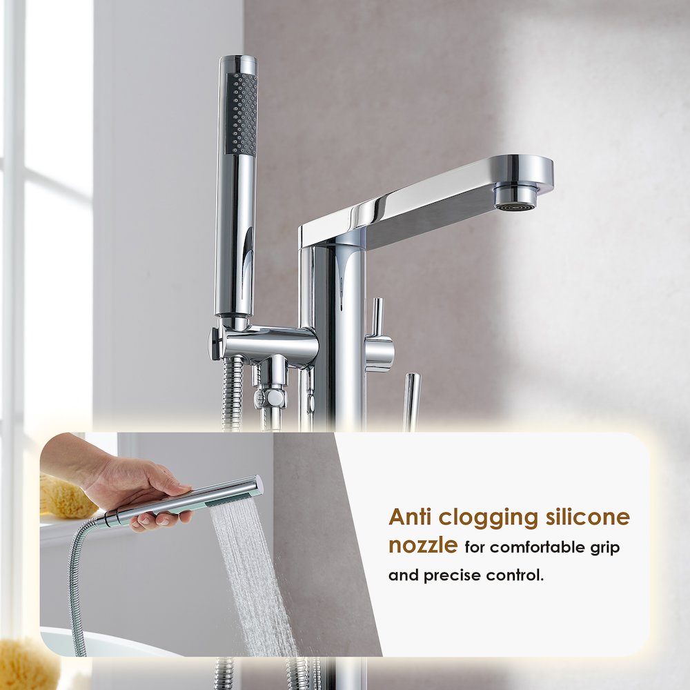 Double Lever Handles Freestanding Floor Mounted Tub Filler. Picture 12