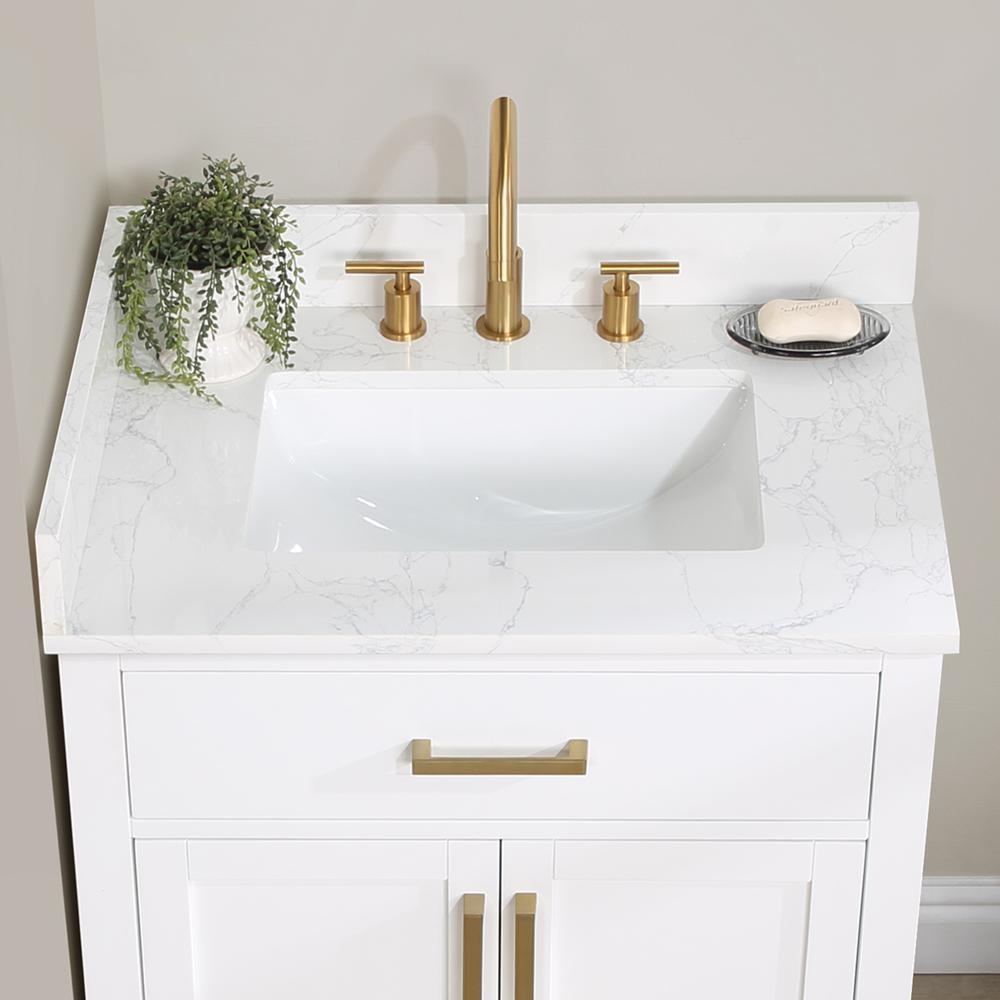 30" Single Bathroom Vanity in White with Mirror. Picture 9