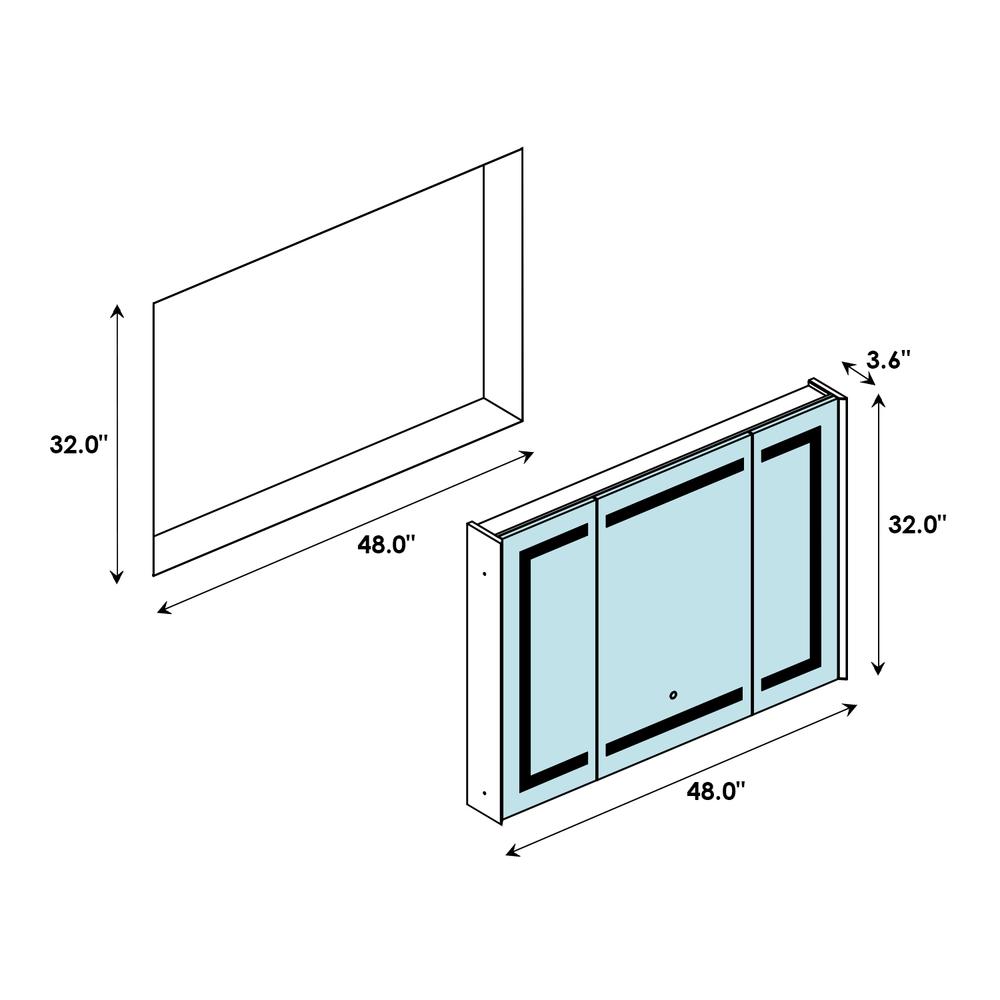 Frameless Surface-Mount/Recessed LED Lighted Bathroom Medicine Cabinet. Picture 16