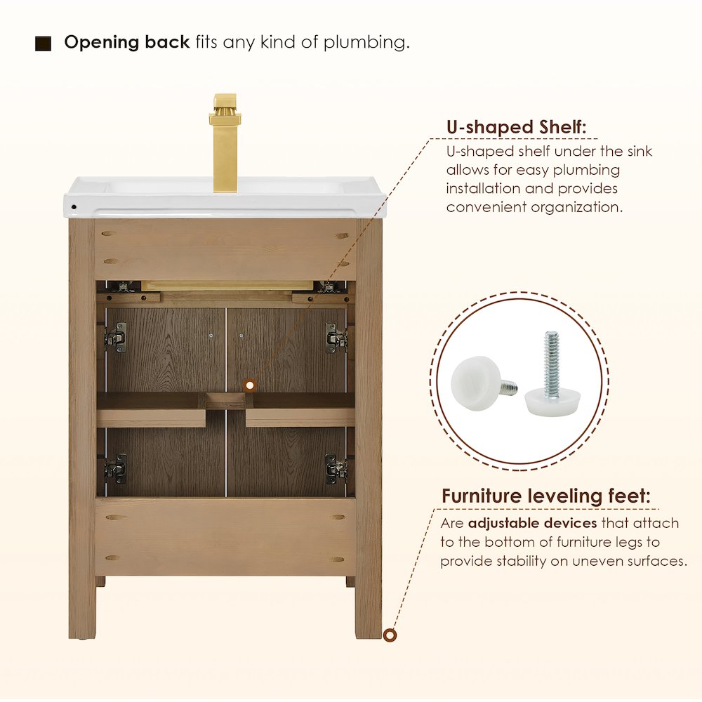 Cerrito 24" Single Bathroom Vanity in Natural Oak. Picture 15