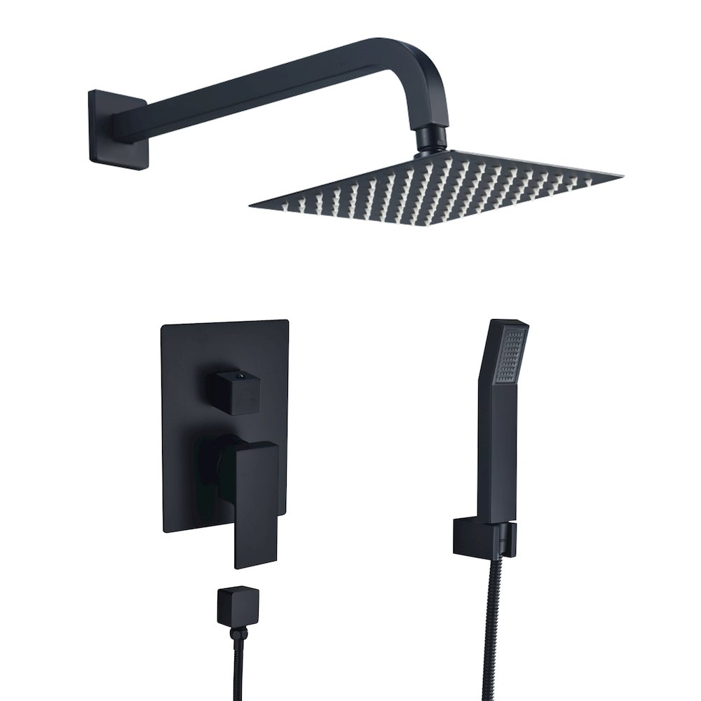 Raeren Complete Shower System in Matte Black with Rough-In Valve. Picture 1