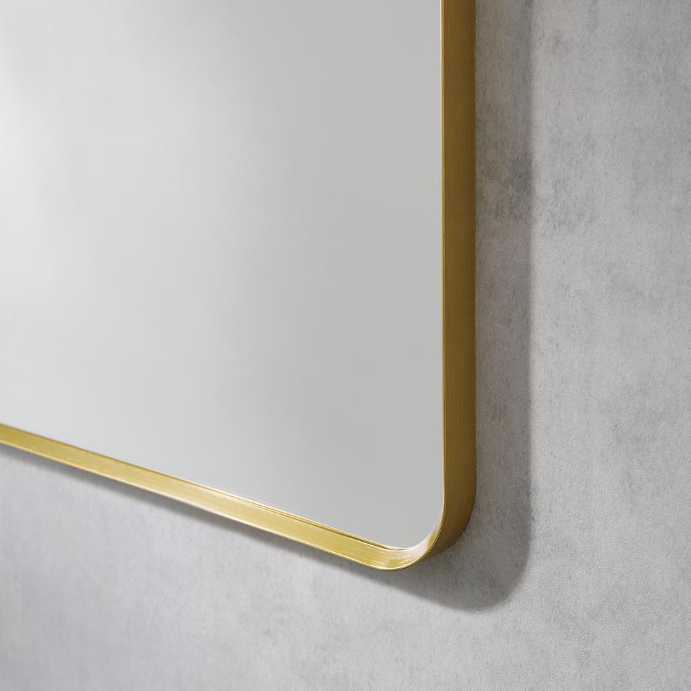 Nettuno 48" Rectangle Bathroom/Vanity Brushed Gold Aluminum Framed Wall Mirror. Picture 4