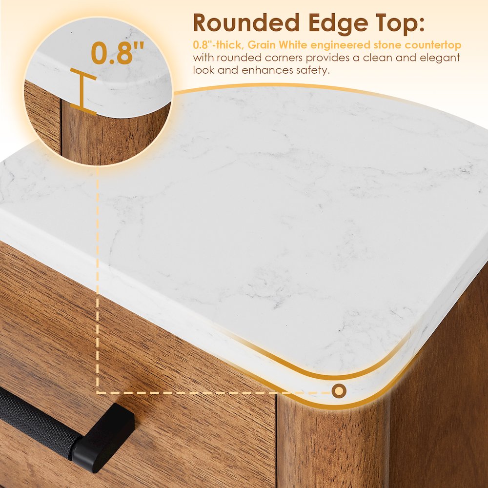 48" Single Bathroom Vanity in Mango Brown with Grain White. Picture 9