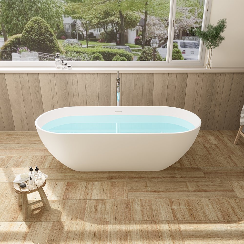 69" x 30" Solid Surface Soaking Bathtub and Integrated Overflow. Picture 8