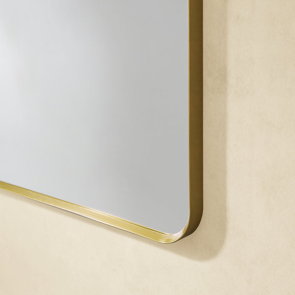 Nettuno 36" Rectangle Bathroom/Vanity Brushed Gold Aluminum Framed Wall Mirror. Picture 8