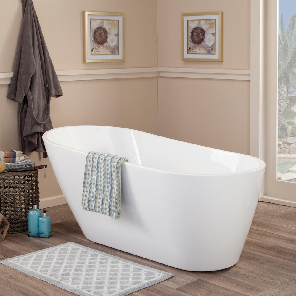 Shaia 67" x 32" Freestanding Soaking Acrylic Bathtub. Picture 7