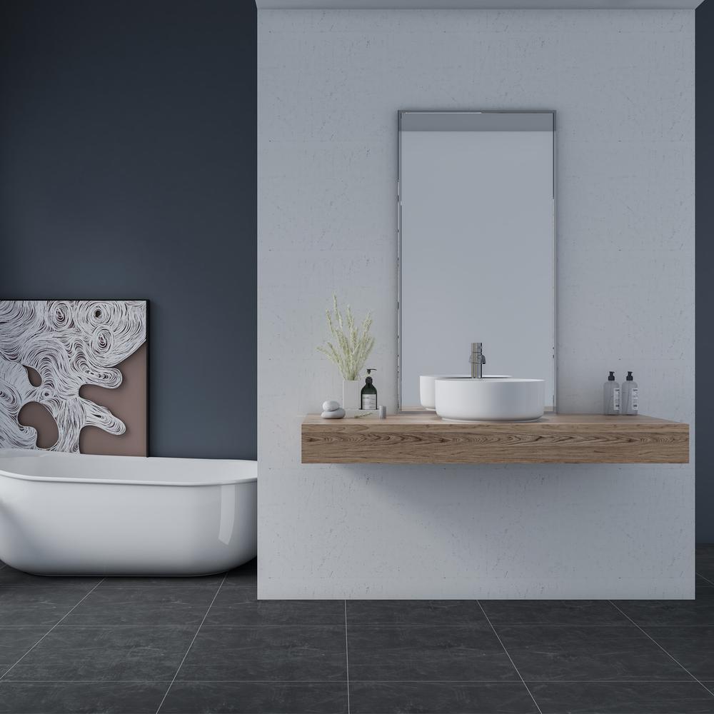 14 in. Round White
 Finish Ceramic Vessel Bathroom Vanity Sink. Picture 11