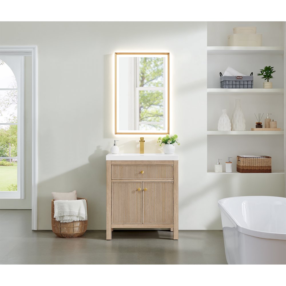 Cerrito 30" Single Bathroom Vanity in Natural Oak. Picture 15