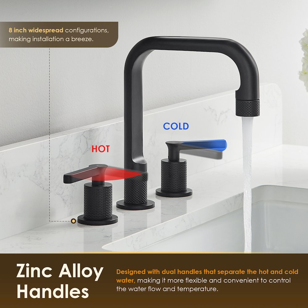 8. in Widespread 2-Handle Bathroom Faucet in Matte Black. Picture 12