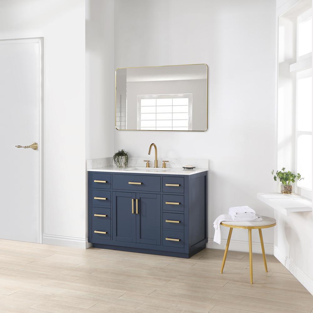 48" Single Bathroom Vanity in Royal Blue with Mirror. Picture 9