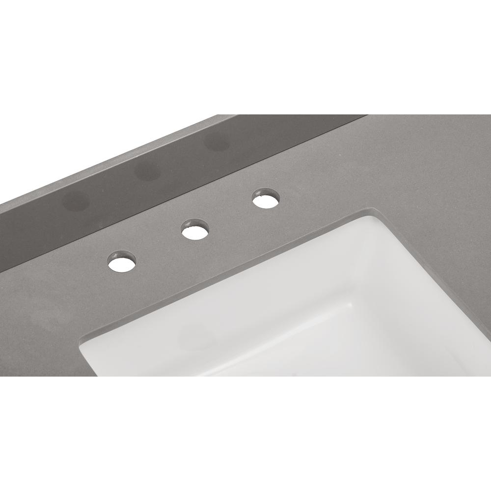 61 in. Composite Stone Vanity Top in Concrete Grey with White Sink. Picture 4