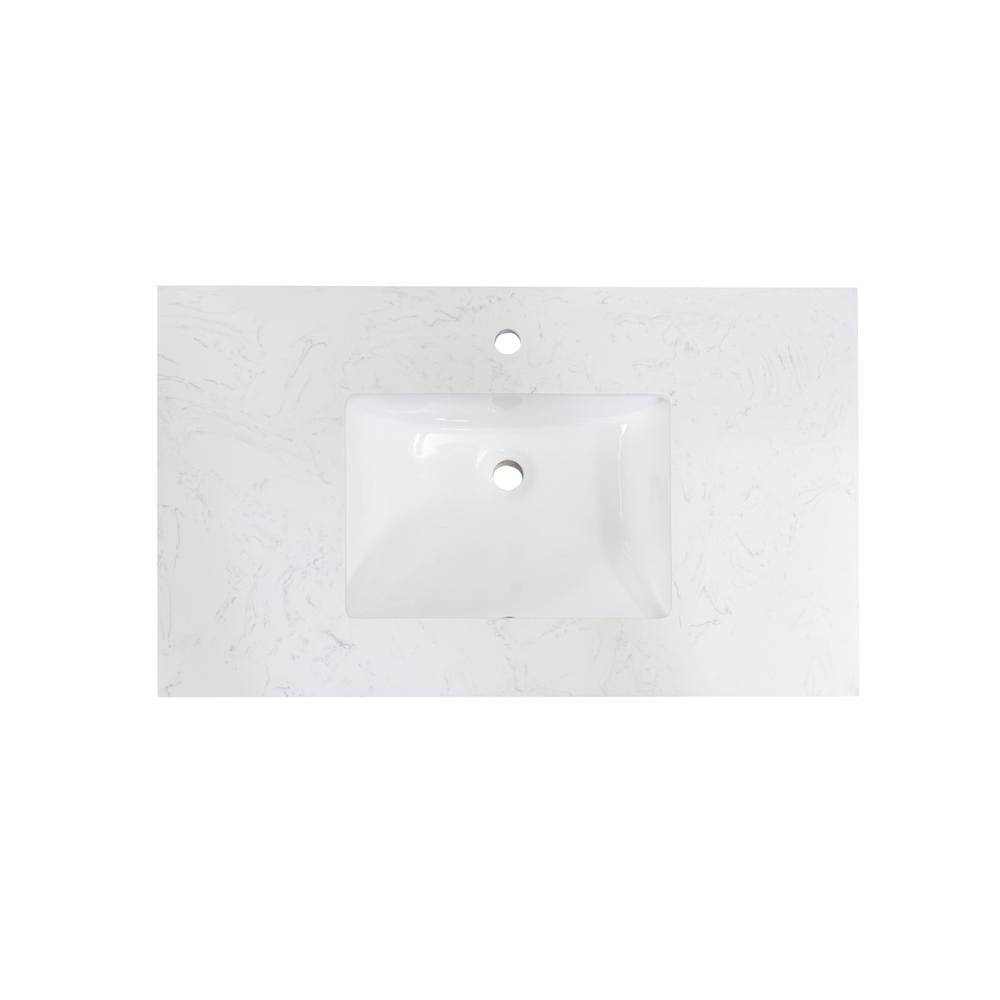 37 in. Composite Stone Vanity Top in Aosta White with White Sink. Picture 3