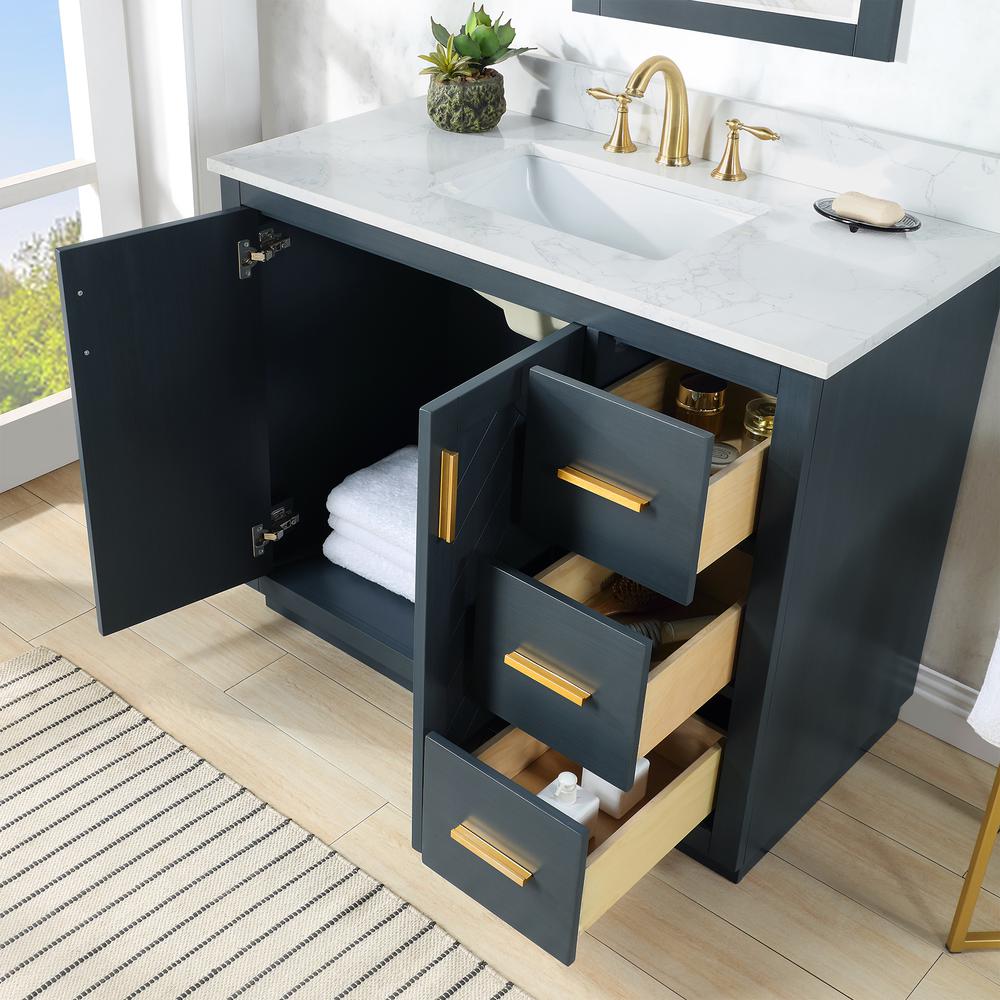 42" Single Bathroom Vanity Set in Classic Blue with Mirror. Picture 11